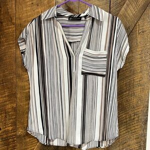 New York & Company striped V neck shirt size small